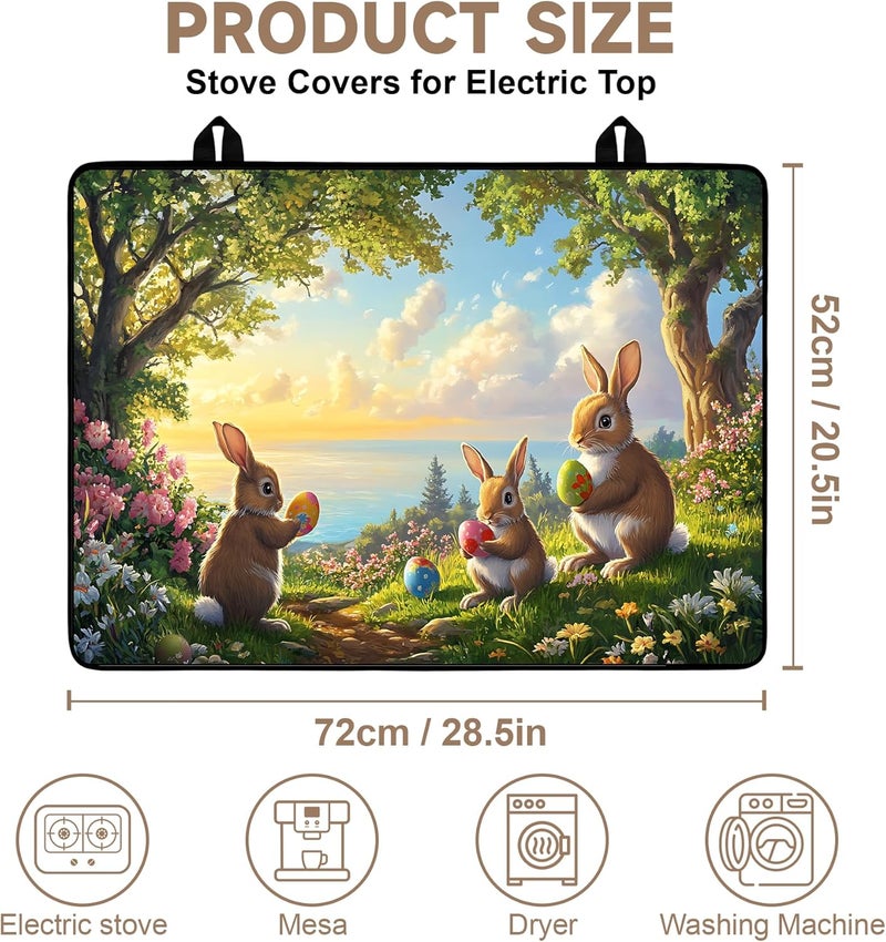 AOHMPT Stove Top Cover for Electric Stove: 28''×20'' Stove Cover Elevate Your Kitchen Reliable Heat Protection,Non-Slip Kitchen Decor (Rabbit) - Image 2